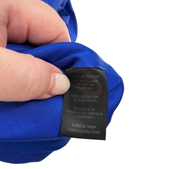 L.A.M.B. Double Breasted Wool Blend Blazer Cobalt Blue Black Size US 6 - Picture 15 of 16